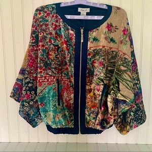NWT Aris A Silk Velvet Zipper Jacket Size Medium